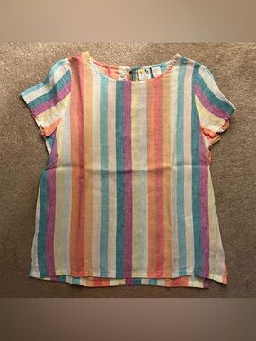 C&C California Pastel Multicolor Vertical Stripe Tee size small